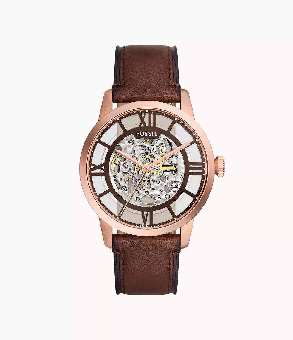 FOSSIL TOWNSMAN AUTOMATIC BROWN LEATHER WATCH