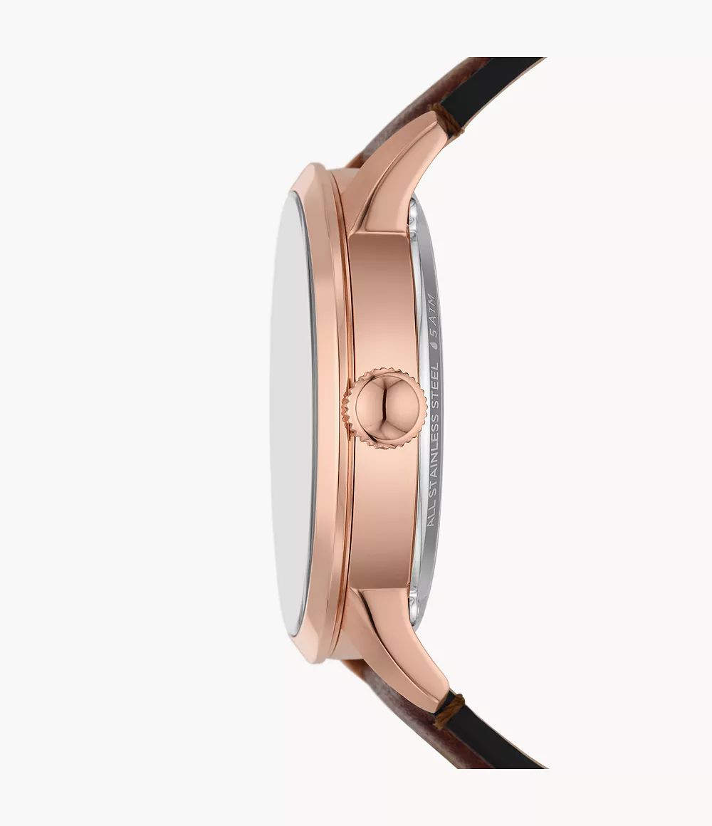 FOSSIL TOWNSMAN AUTOMATIC BROWN LEATHER WATCH - Image 3