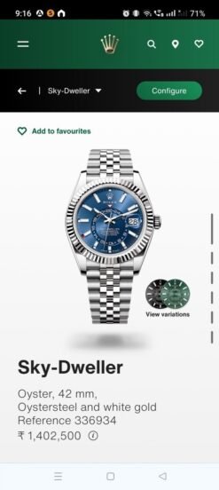Alternative view of ROLEX SKY-DWELLER (BLUE SILVER) AUTOMATIC SANJAY DUTT